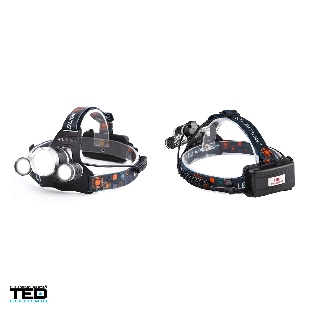 Lanterna frontala TED Electric TL-7054 TED002099, 3 LED-uri XM-L T6, 16 W, 590 lm, 2 acumulatori 18650 inclusi [3]