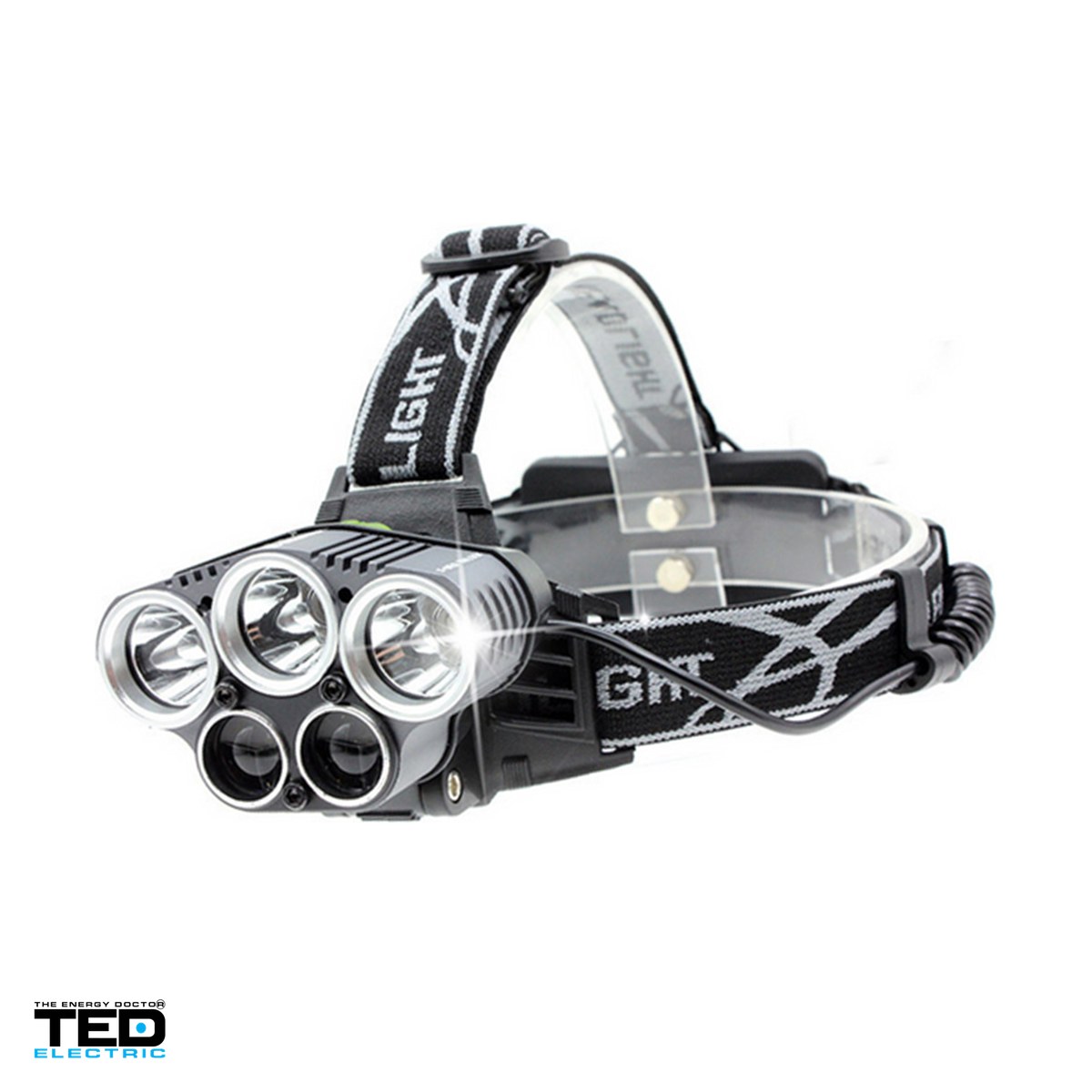 Lanterne - Lanterna frontala TED Electric TL-7028-7 TED002075, 5 LED-uri, 36 W, 1300 lm, 6 moduri, 2 acumulatori 18650 inclusi