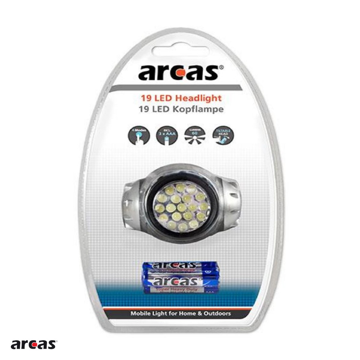 Lanterna frontala Arcas cu 19 LED-uri, 3 baterii AAA incluse [3]
