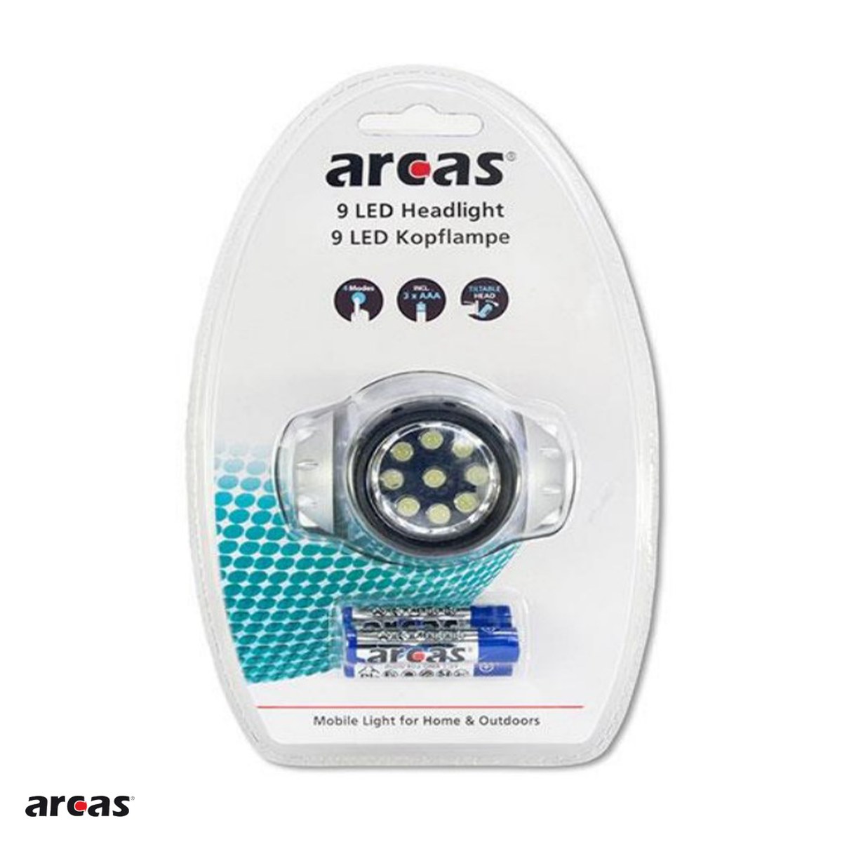 Lanterna frontala Arcas cu 9 LED-uri, 3 baterii AAA incluse [3]