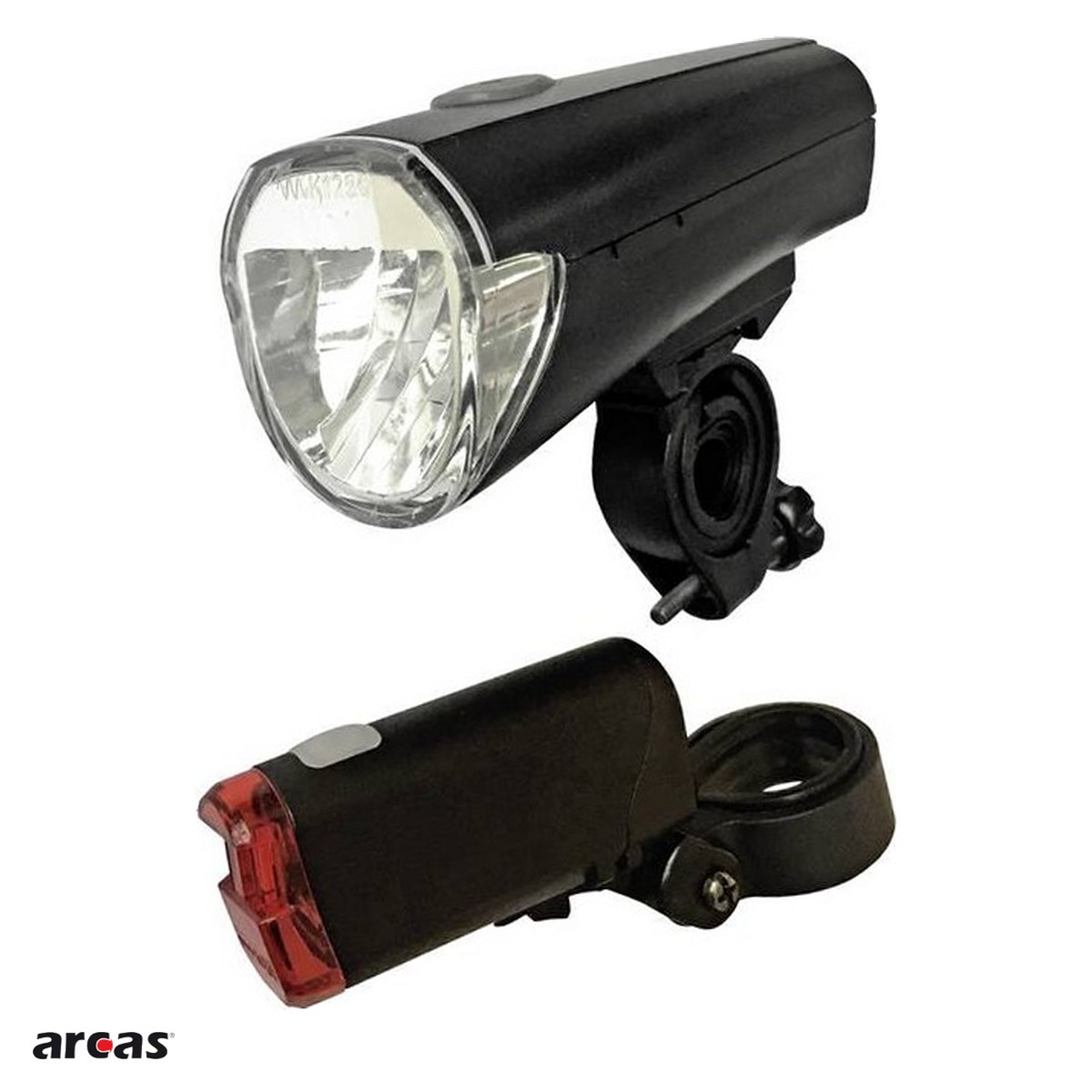 Lanterne - Lanterna pentru bicicleta Arcas, pozitie fata si spate, include 4 baterii AA R6 si 2 baterii AAA R3