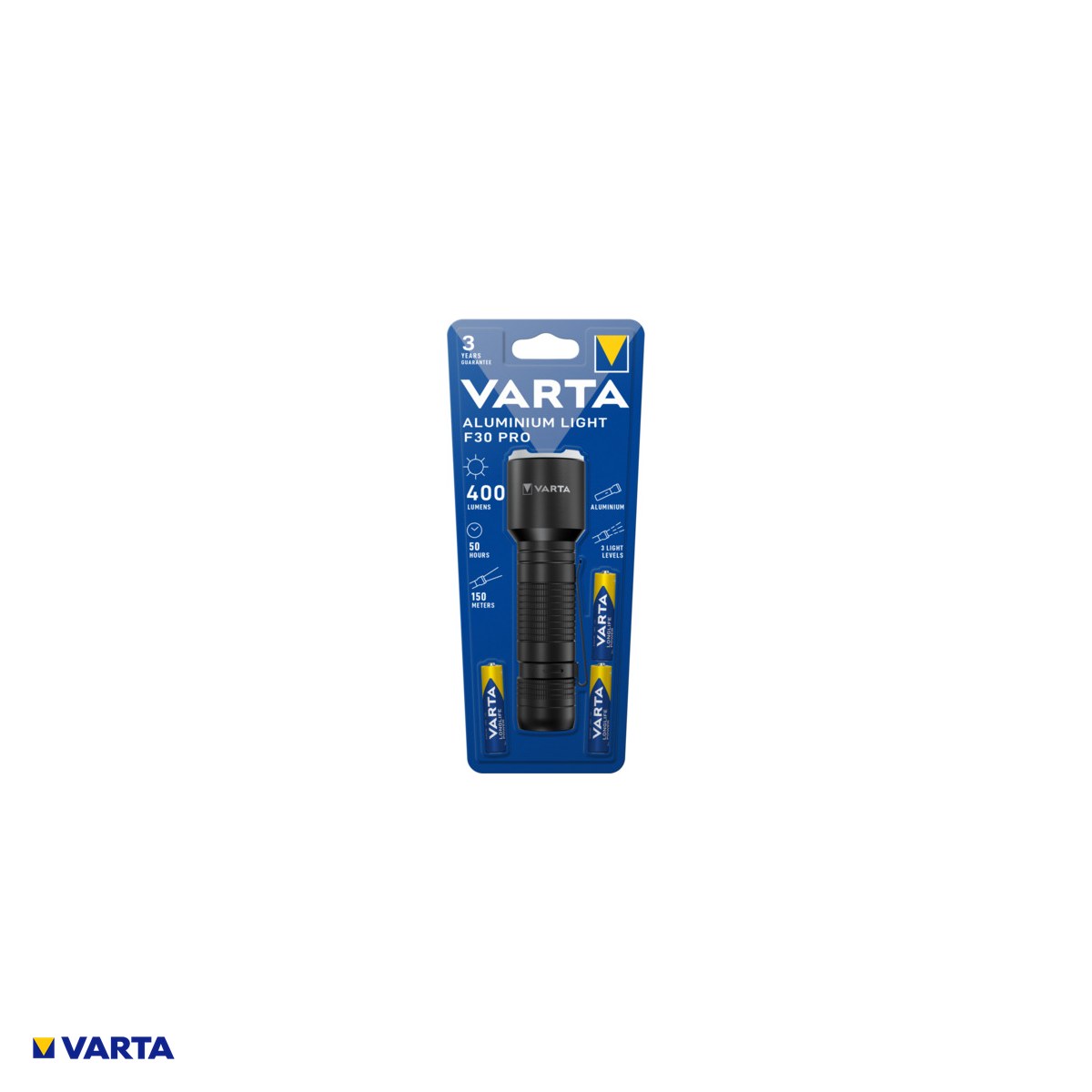 Lanterna VARTA Aluminium Light F30 Pro 17608, aluminiu, 400 lm, raza 150 m, autonomie 50 h, 3 baterii AAA, focalizare spot - flood [3]