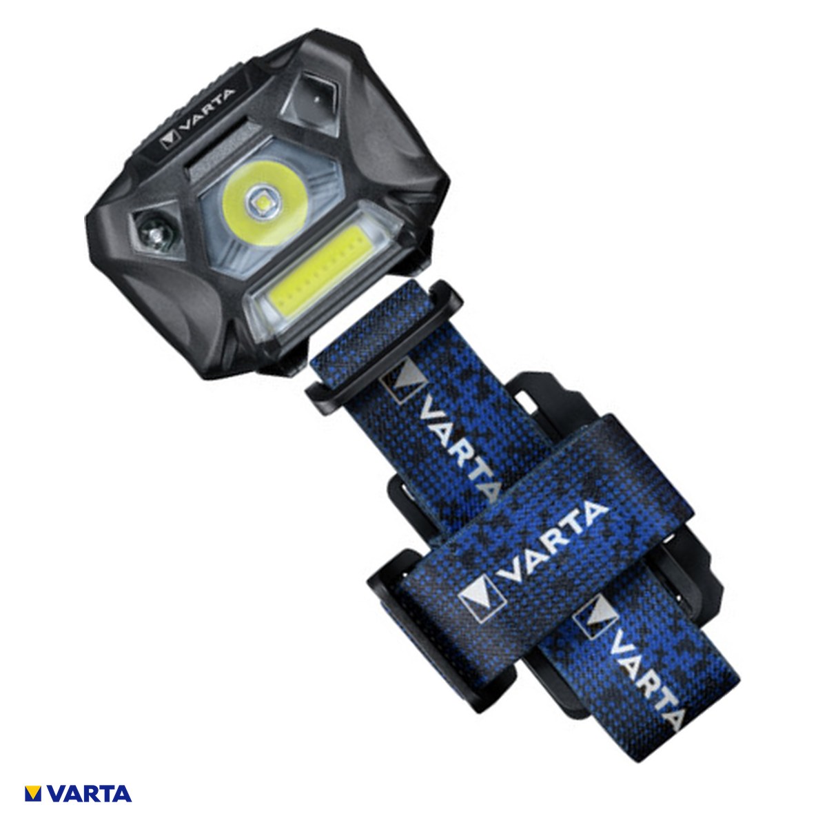 Lanterne - Lanterna frontala VARTA Work Flex Motion Sensor H20 18648, LED 3 W + COB, 150 lm, raza 78 m, autonomie 20 h, senzor de miscare, IP54, include 3 baterii AAA R3