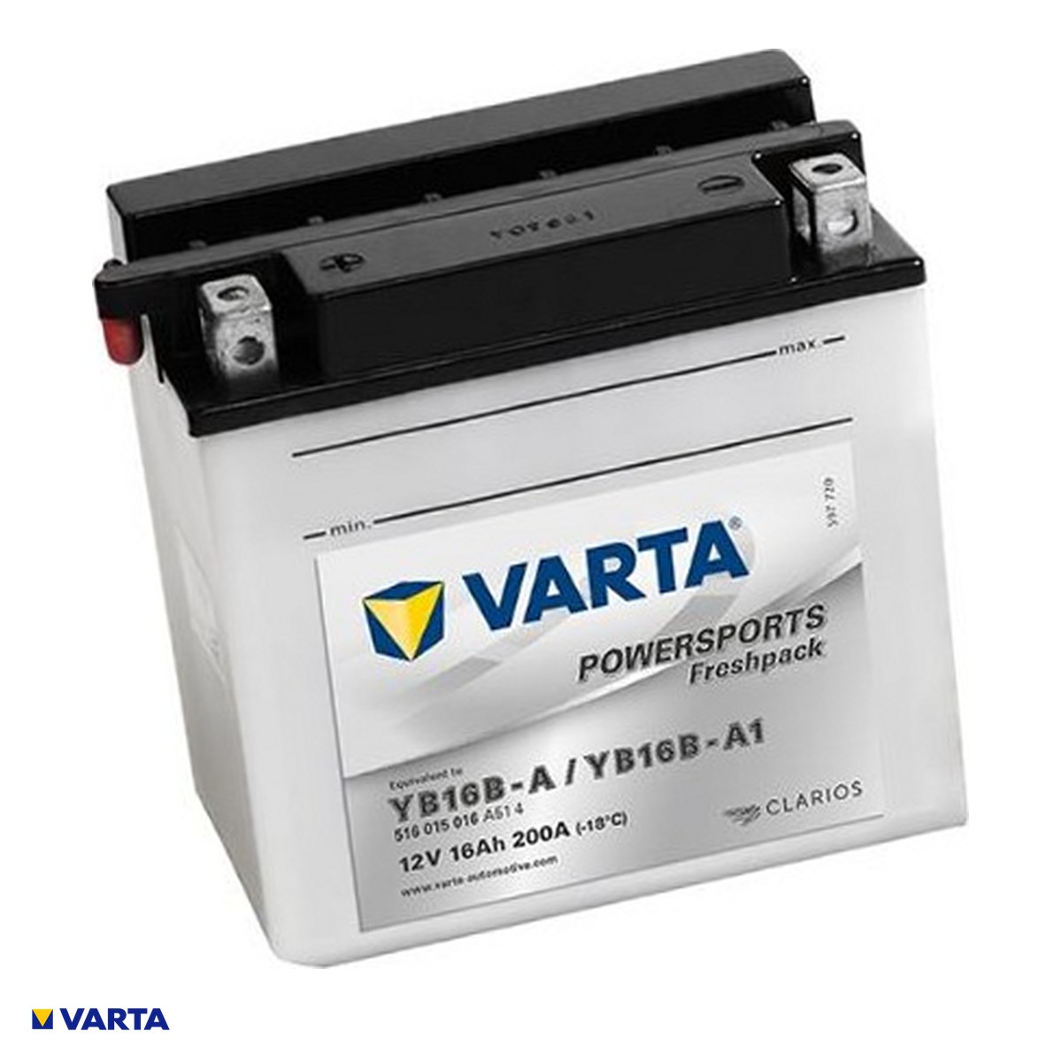 Accesorii Diverse - Baterie moto VARTA Powersports Freshpack B16B-A, 12 V, 16 Ah, curent de pornire 200 A, 160 x 90 x 161 mm, borna plus pe stanga