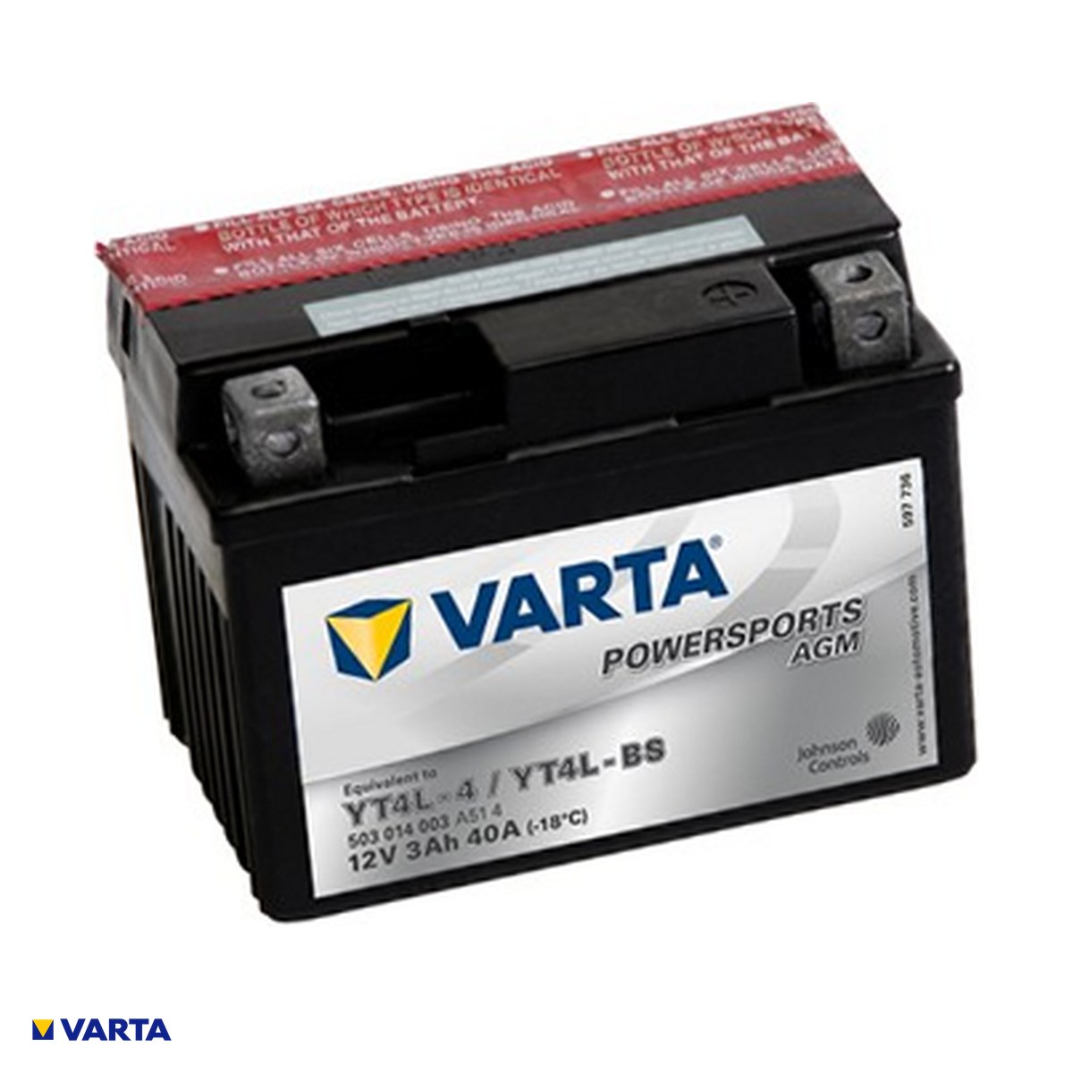 Accesorii Diverse - Baterie moto VARTA Powersports AGM T4L-BS, 12 V, 3 Ah, curent de pornire 40 A, 114 x 71 x 86 mm, borna plus pe dreapta