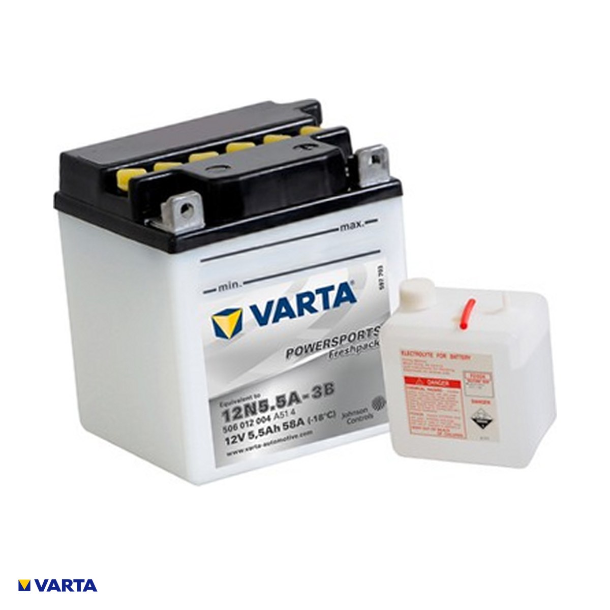 Accesorii Diverse - Baterie moto VARTA Powersports Freshpack 12N5.5A-3B, 12 V, 5,5 Ah, curent de pornire 58 A, 103 x 90 x 114 mm, borna plus pe dreapta