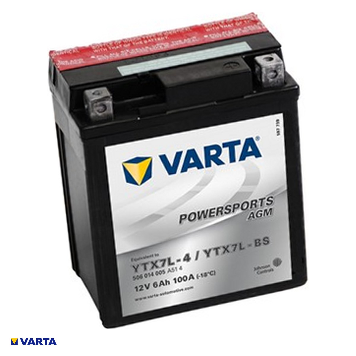 Accesorii Diverse - Baterie moto VARTA Powersports AGM TX7L-BS, 12 V, 6 Ah, curent de pornire 100 A, 113 x 70 x 131 mm, borna plus pe dreapta