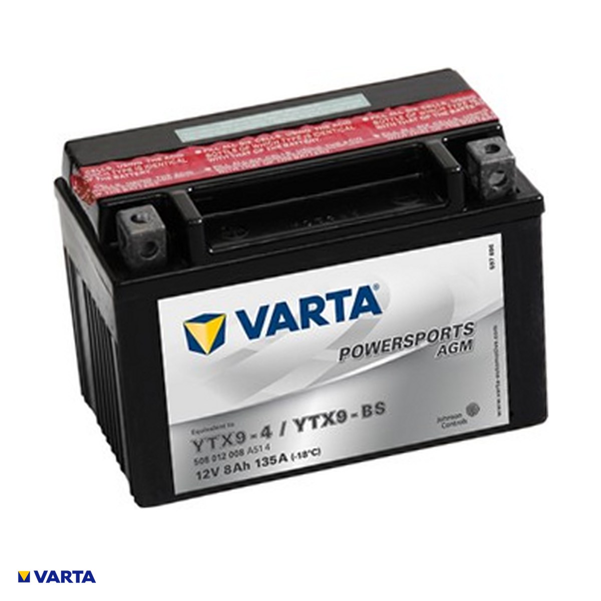 Accesorii Diverse - Baterie moto VARTA Powersports AGM TX9-BS, 12 V, 8 Ah, curent de pornire 135 A, 152 x 88 x 106 mm, borna plus pe stanga