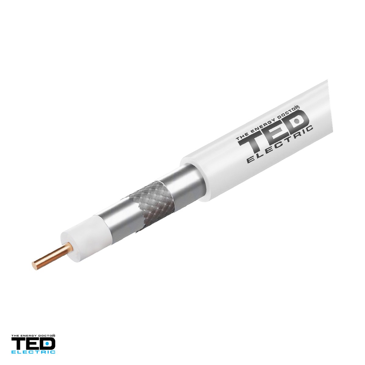 Cablu TV - Rola 305m cablu coaxial TED Electric RG6 Tri-Shield TED002587, conductor CCS 1,05 mm, tresa CCA 3 x 10 x 0,12 mm, manta PVC