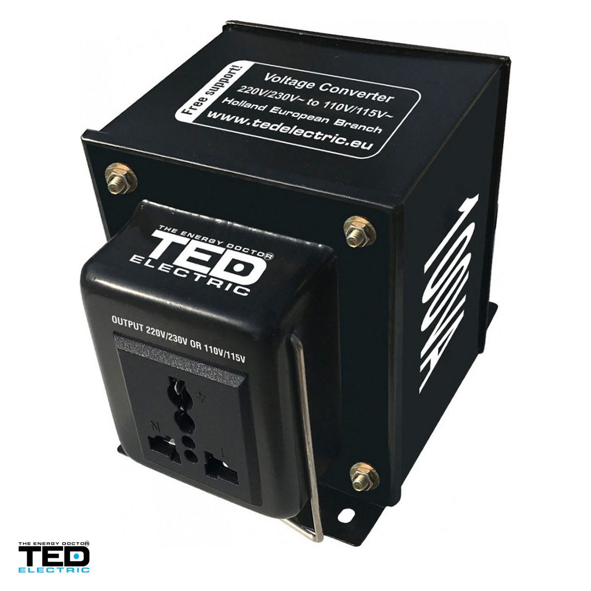 Transformatoare de tensiune 220V-110V - Transformator de tensiune TED Electric TED002235, 220 V la 110 V, reversibil, 100 VA / 100 W