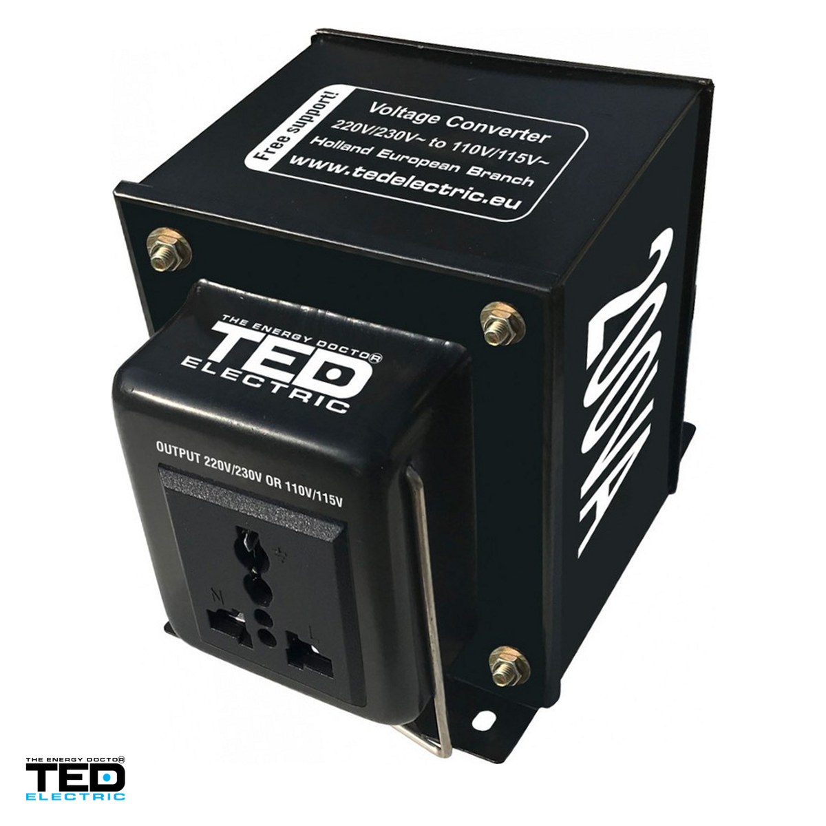 Transformatoare de tensiune 220V-110V - Transformator de tensiune TED Electric TED003652, 220 V la 110 V, reversibil, 200 VA / 200 W
