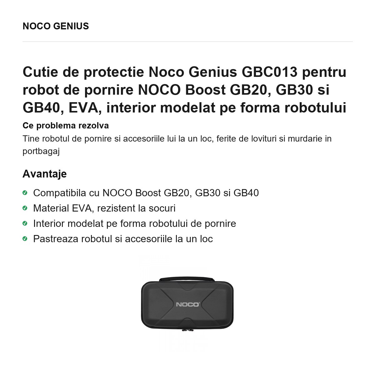 Cutie de protectie Noco Genius GBC013 pentru robot de pornire NOCO Boost GB20, GB30 si GB40, EVA, interior modelat pe forma robotului [1]