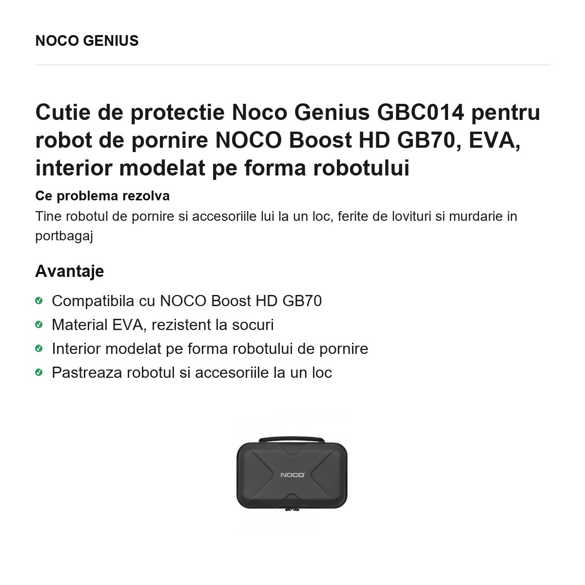 Cutie de protectie Noco Genius GBC014 pentru robot de pornire NOCO Boost HD GB70, EVA, interior modelat pe forma robotului [1]
