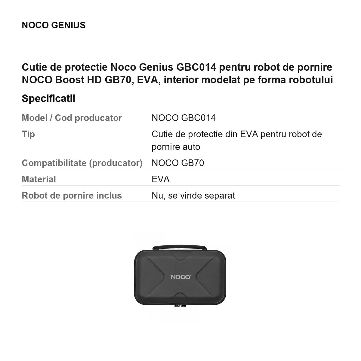 Cutie de protectie Noco Genius GBC014 pentru robot de pornire NOCO Boost HD GB70, EVA, interior modelat pe forma robotului [2]