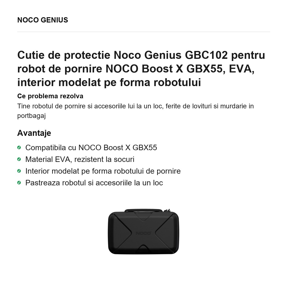 Cutie de protectie Noco Genius GBC102 pentru robot de pornire NOCO Boost X GBX55, EVA, interior modelat pe forma robotului [1]