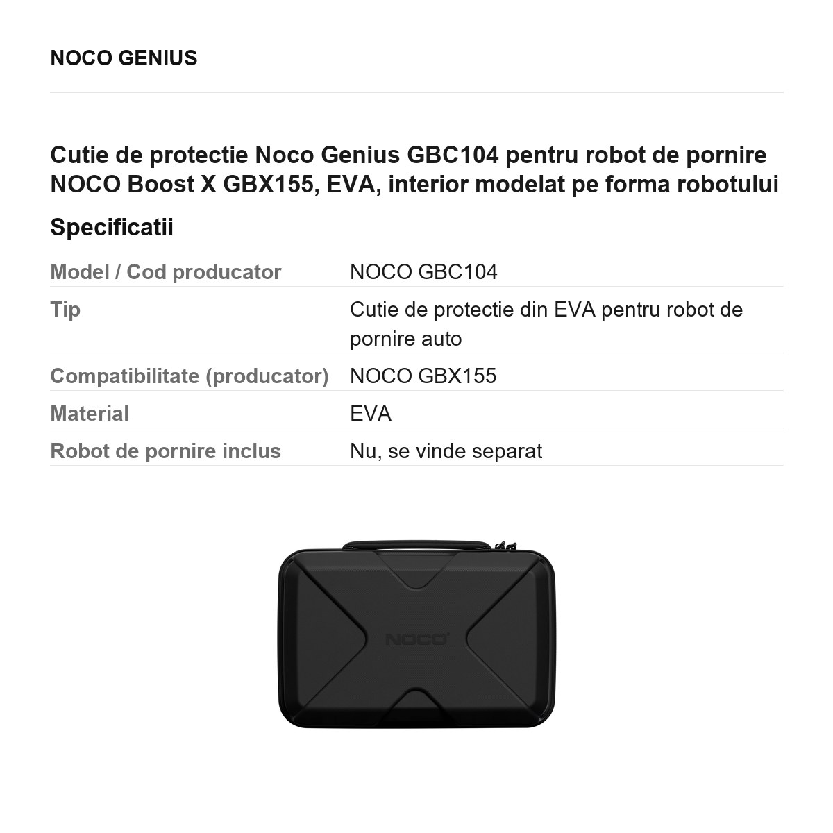Cutie de protectie Noco Genius GBC104 pentru robot de pornire NOCO Boost X GBX155, EVA, interior modelat pe forma robotului [2]