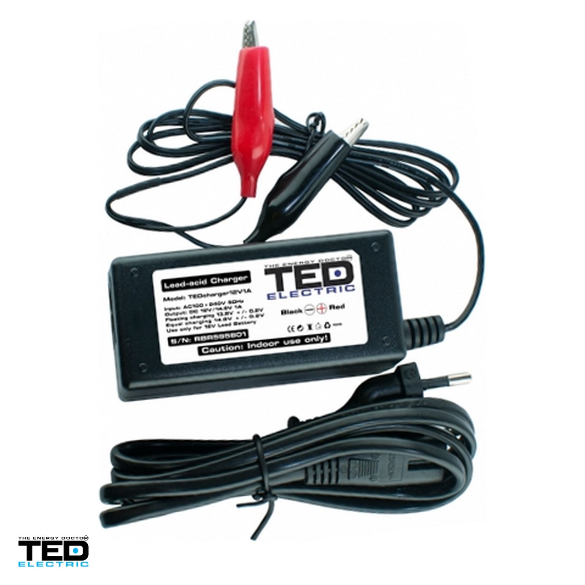 Redresoare si jump startere - Incarcator acumulatori TED Electric TED003546, 12 V, 1 A, pentru baterii plumb-acid AGM / VRLA de 5-20 Ah, alimentare 100-240 V