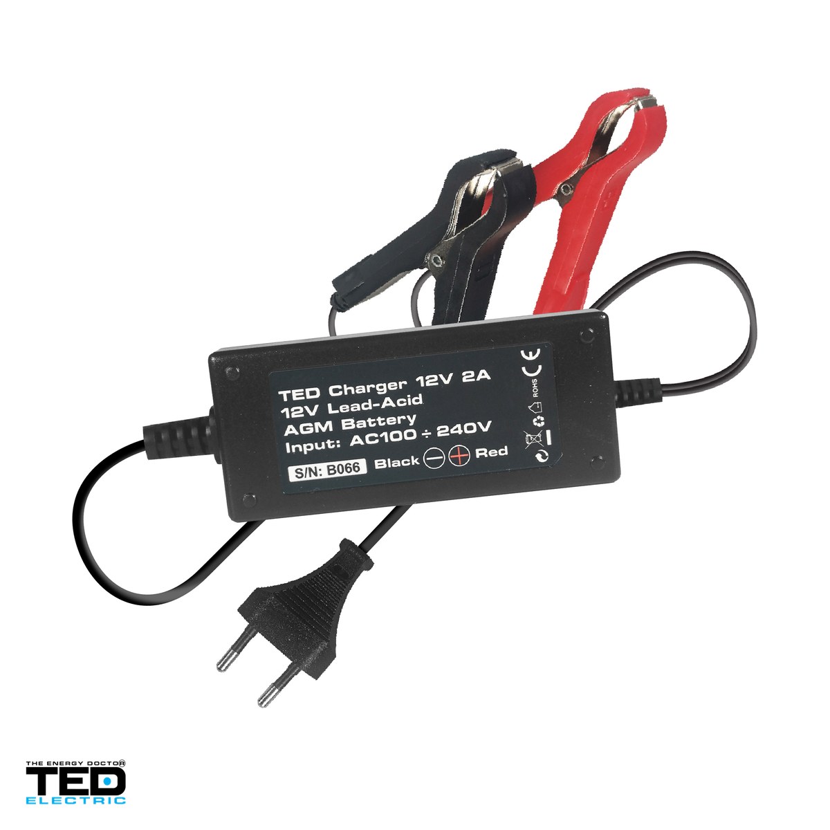 Redresoare si jump startere - Incarcator acumulatori TED Electric TED003553, 12 V, 2 A, pentru baterii plumb-acid AGM / VRLA de 10-40 Ah, alimentare 100-240 V