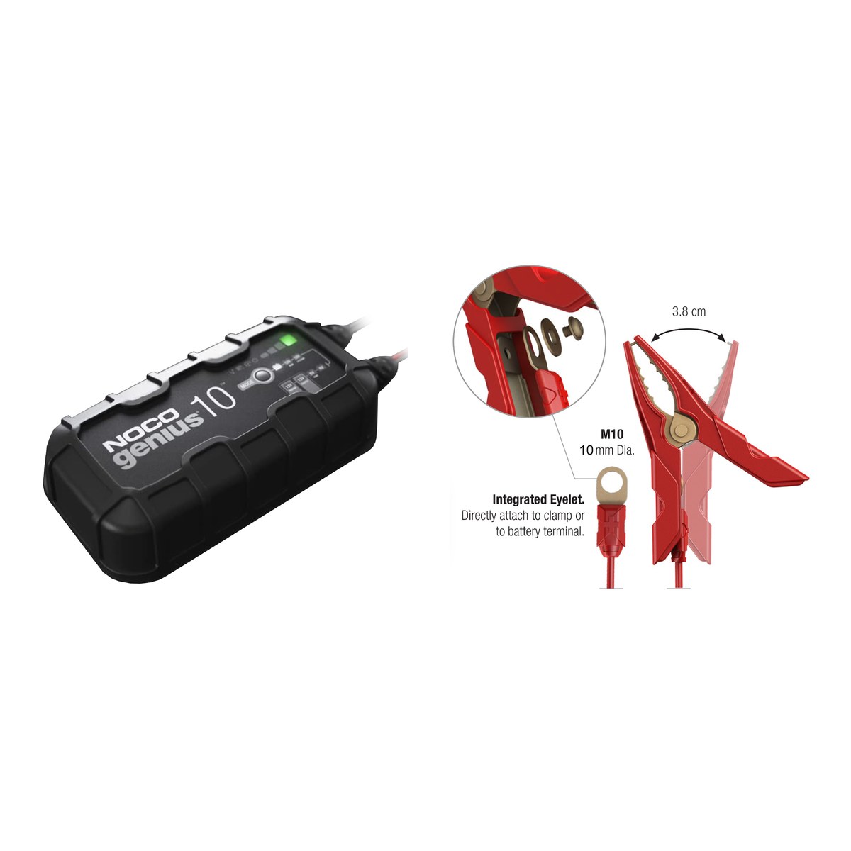 Redresor auto Noco Genius 10 (GENIUS10), 6 V / 12 V, 10 A, pentru baterii plumb-acid si litiu de pana la 230 Ah, incarcator si mentinere, 183 x 94 x 59 mm [3]
