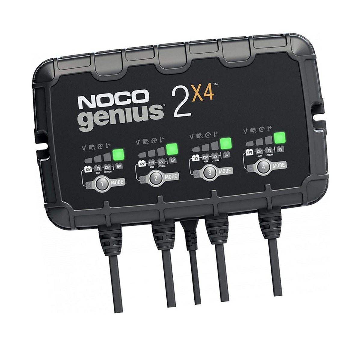 Redresoare si jump startere - Redresor auto Noco Genius 2x4 (GENIUS2X4), 4 iesiri independente, 6 V / 12 V, 2 A pe iesire, pentru 4 baterii plumb-acid si litiu de pana la 40 Ah