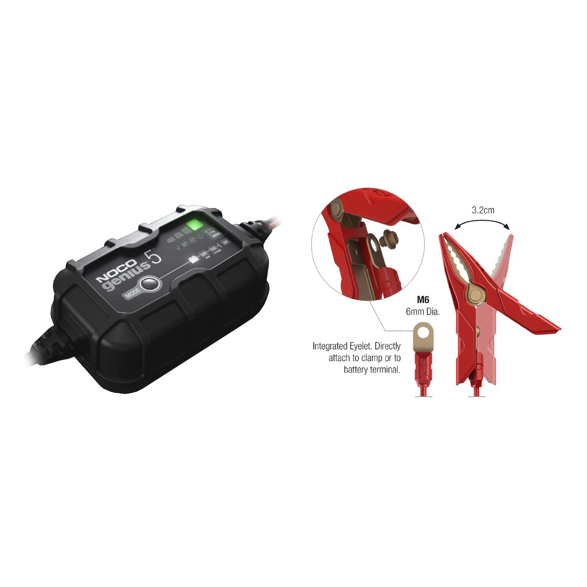 Redresor auto Noco Genius 5 (GENIUS5), 6 V / 12 V, 5 A, pentru baterii plumb-acid si litiu de pana la 120 Ah, incarcator si mentinere, 117 x 74 x 49 mm [3]