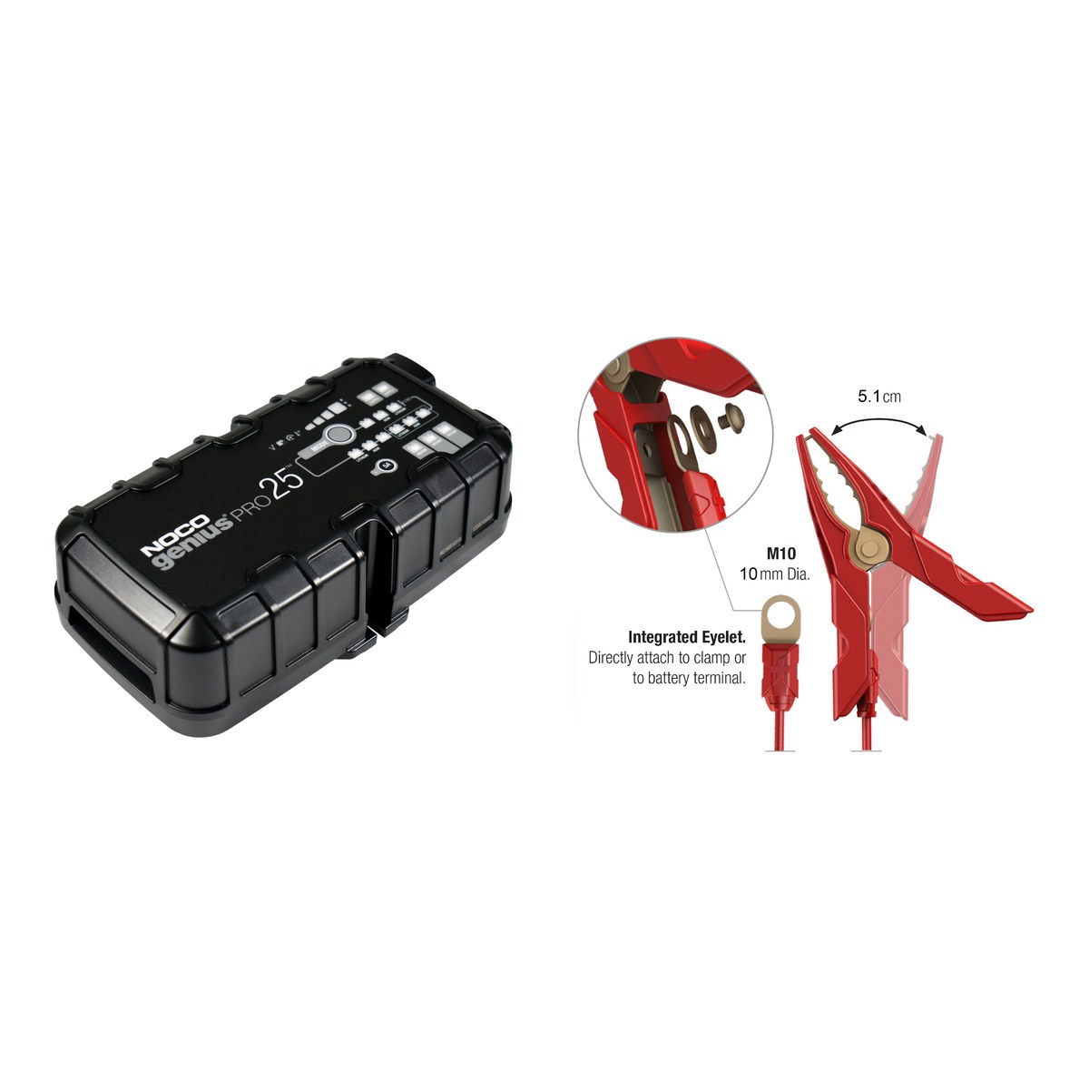 Redresor auto Noco Genius PRO25 (GENIUSPRO25), 6 V / 12 V 25 A si 24 V 12,5 A, pentru baterii plumb-acid si litiu de pana la 1000 Ah, cu cutie EVA [3]