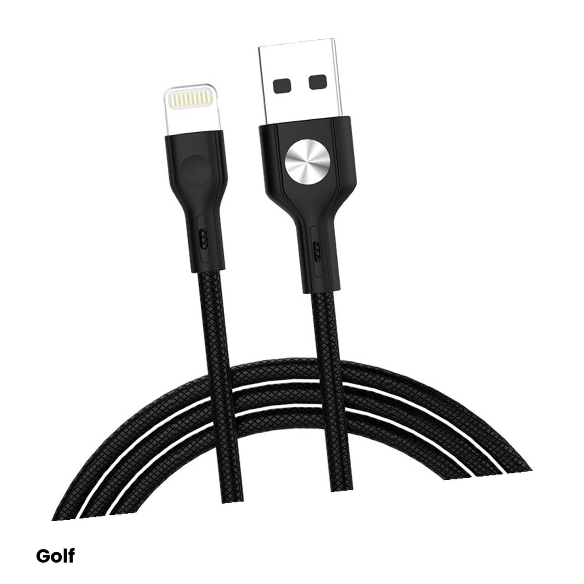 Conectica IT - Cablu de incarcare Golf Leather GC-60I, USB-A la Lightning (iPhone), 3 A, negru, cu manta cu aspect de piele