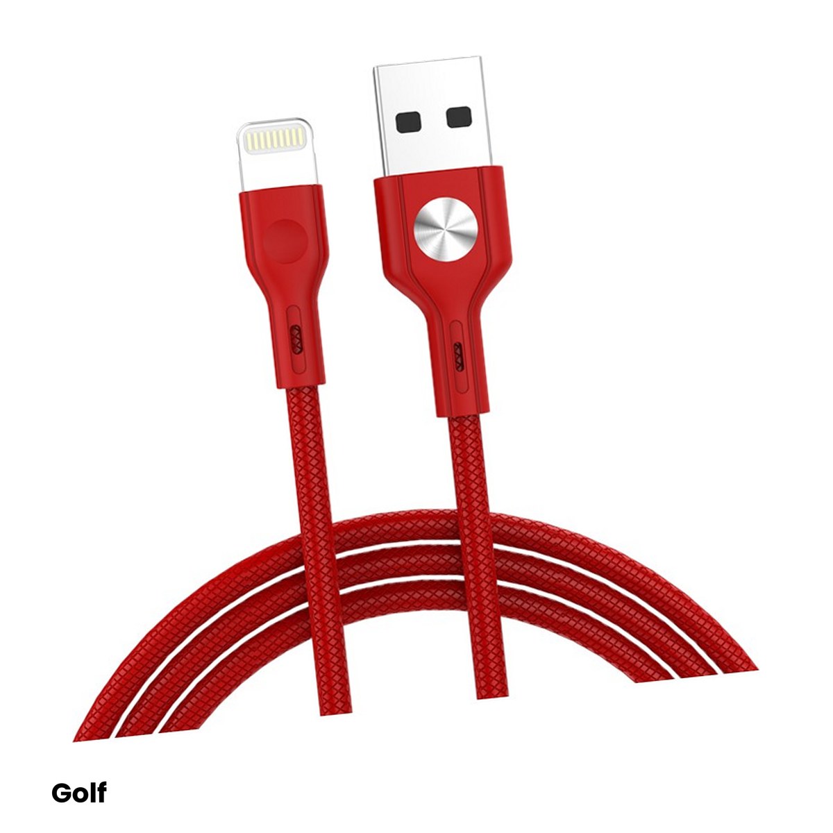 Conectica IT - Cablu de incarcare USB la Lightning Golf 60I Leather, pentru iPhone, curent maxim 3 A, invelis tip piele, rosu