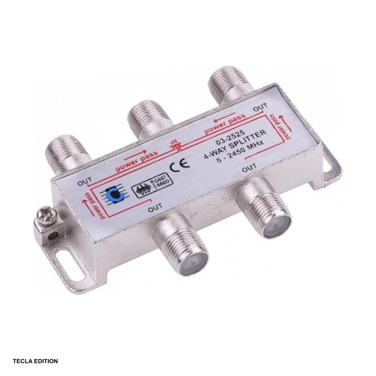 Convertoare - Splitter CATV 4 cai TED477500, banda 5 - 2450 MHz, pentru semnal TV pe cablu coaxial