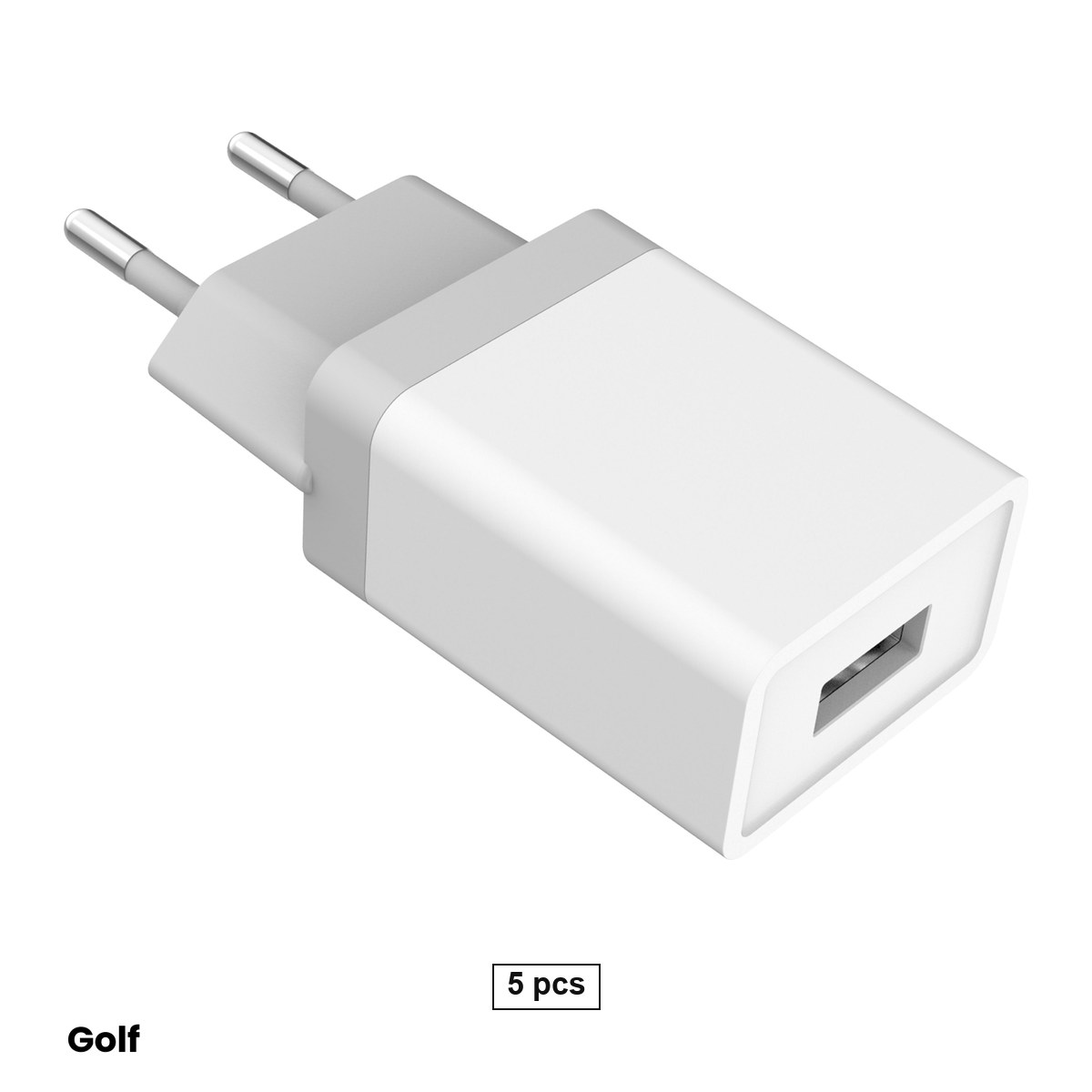 Priza retea - Set 5 incarcatoare de retea Golf GF-U1, 1x USB, 1 A, 5 W, culoare alba