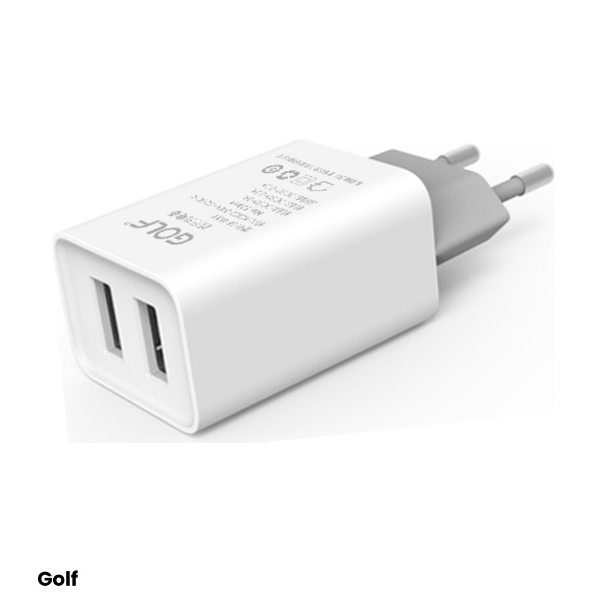 Priza retea - Incarcator de retea Golf GF-U206, 2x USB (1 A si 2,1 A), 10 W, culoare alba