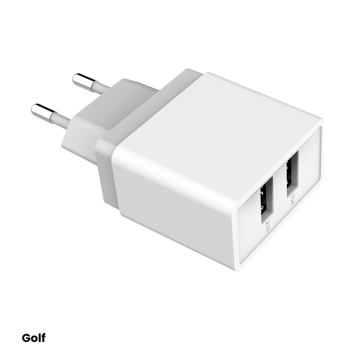 Accesorii IT - Incarcator de retea Golf GF-U2, 2x USB (1 A si 2,1 A), culoare alba
