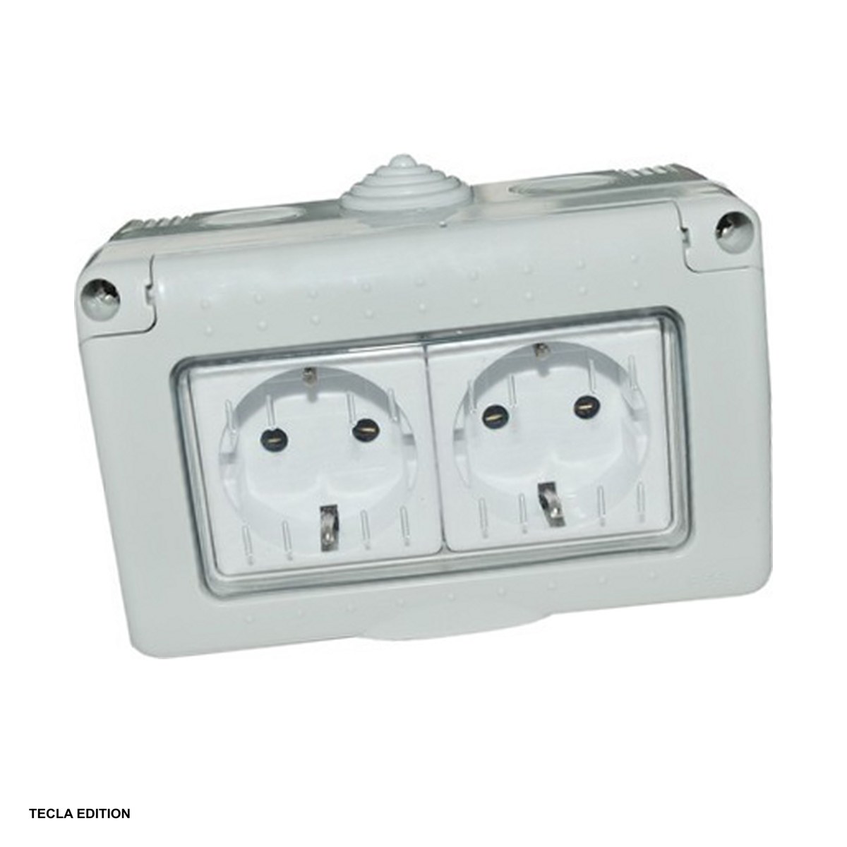 Iluminare si Electrice - Priza dubla schuko aparenta etansa cu capac SPN1302, IP55, montaj pe tencuiala, 2 posturi
