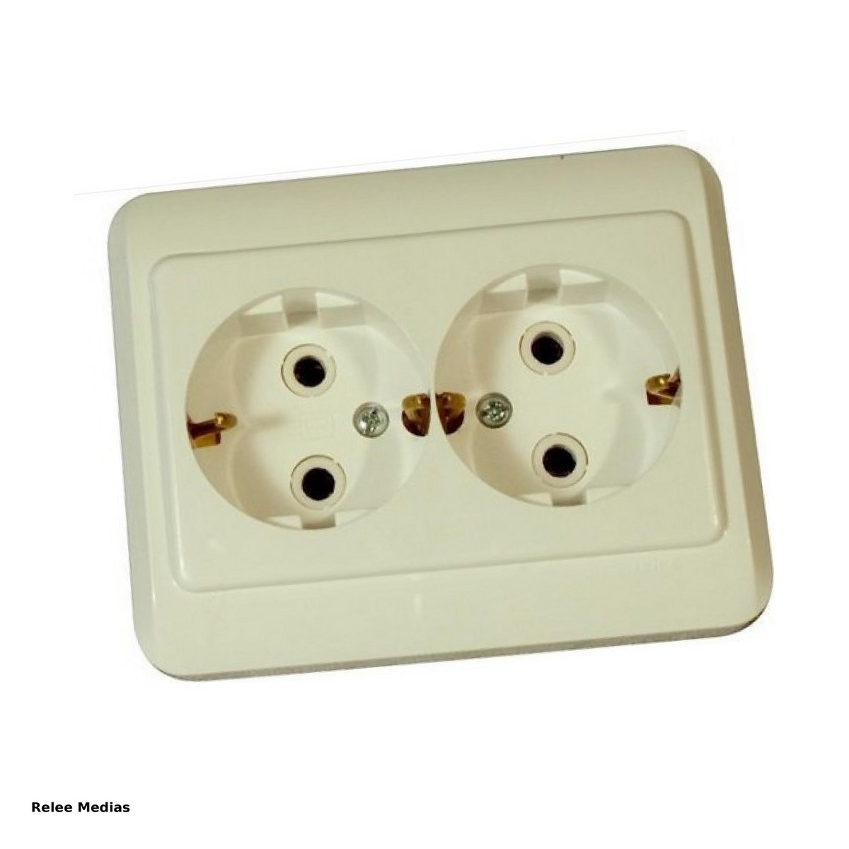 Iluminare si Electrice - Priza dubla schuko ingropata din ceramica Relee Medias 45815, montaj sub tencuiala, 2 posturi, culoare alba