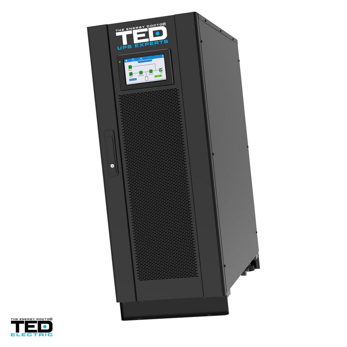Sisteme UPS - UPS online dubla conversie trifazat 3/3 TED Electric TED004703, 60 kVA / 60 kW, intrare si iesire pe regleta (bloc terminal), afisaj LCD, management USB, pe roti, FARA ACUMULATORI