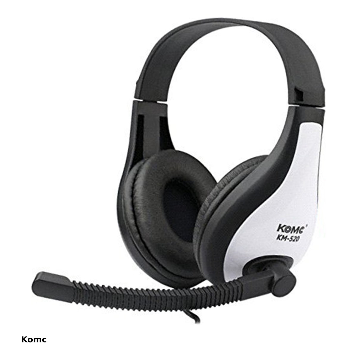 Casti - Casti cu microfon pe brat Komc KM-520, cu fir, 2 mufe jack 3,5 mm