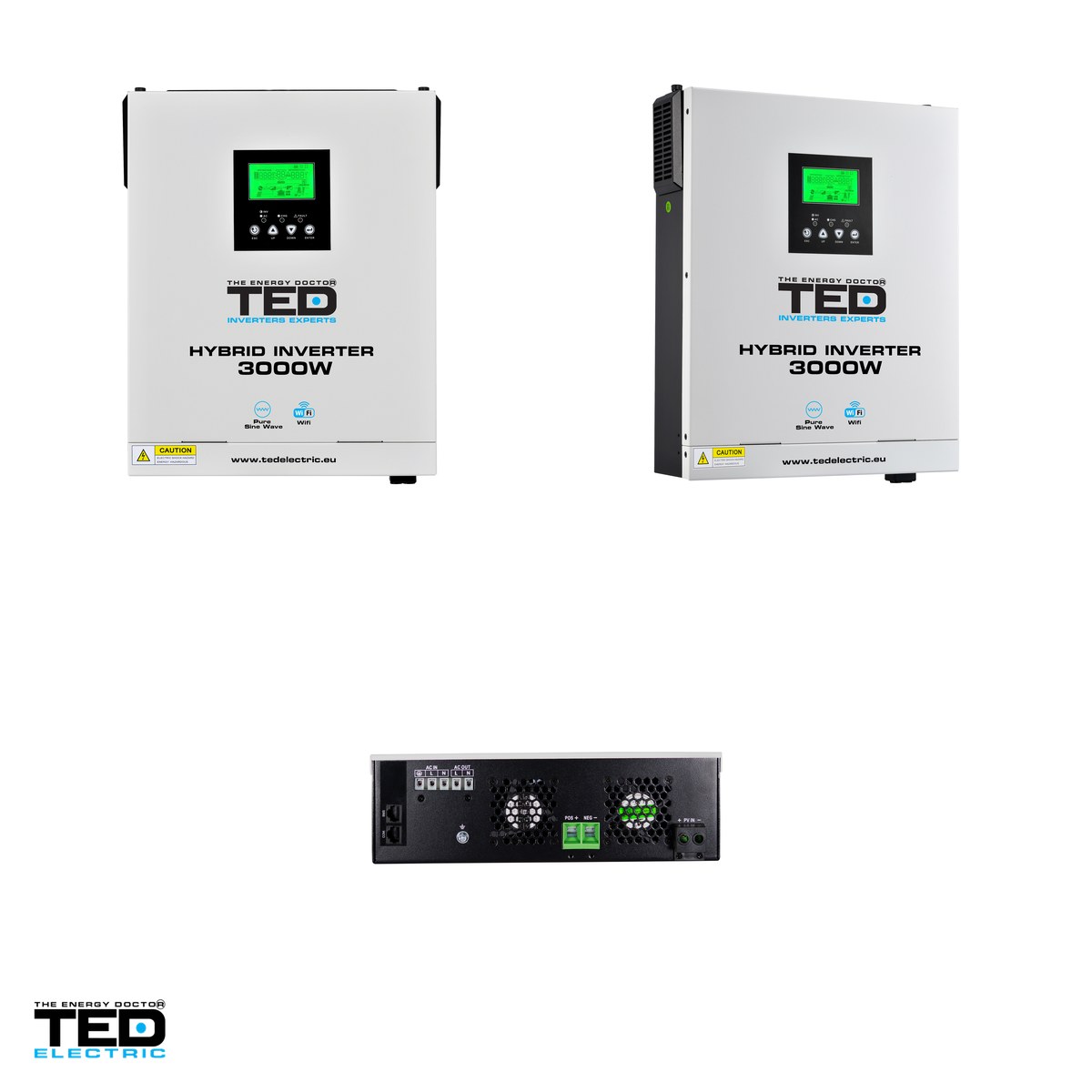 Invertor solar hibrid off-grid TED Electric TED008350, 24 V la 230 V, 3000 W, MPPT 30-400 V, unda sinusoidala pura, compatibil LiFePO4, Wi-Fi, 1 iesire AC [3]