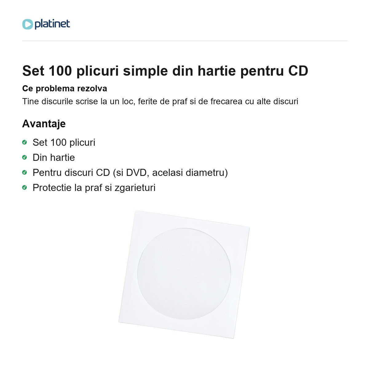 Set 100 plicuri simple din hartie pentru CD [1]