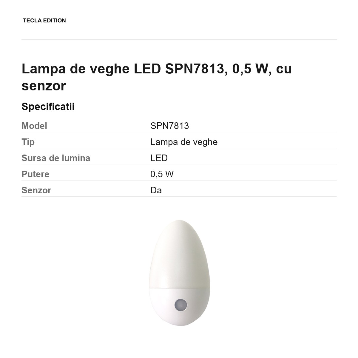 Lampa de veghe LED SPN7813, 0,5 W, cu senzor [2]
