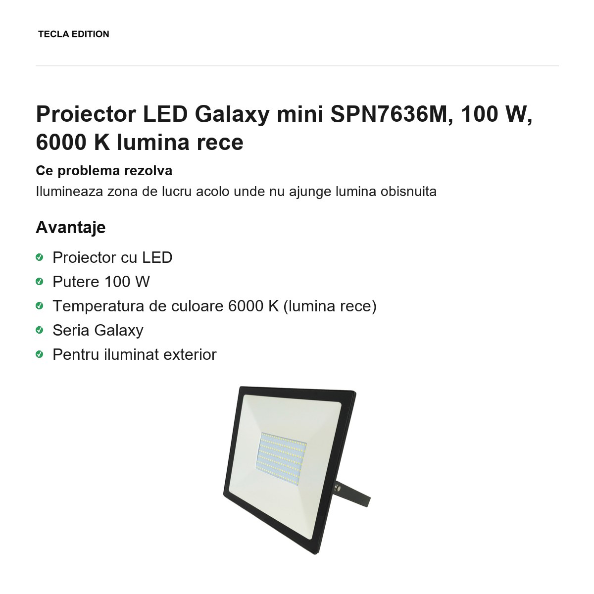 Proiector LED Galaxy mini SPN7636M, 100 W, 6000 K lumina rece [1]