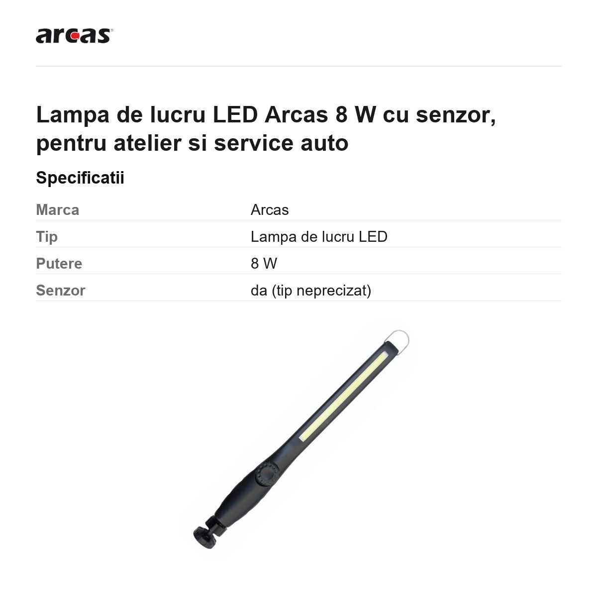 Lampa de lucru LED Arcas 8 W cu senzor, pentru atelier si service auto [2]