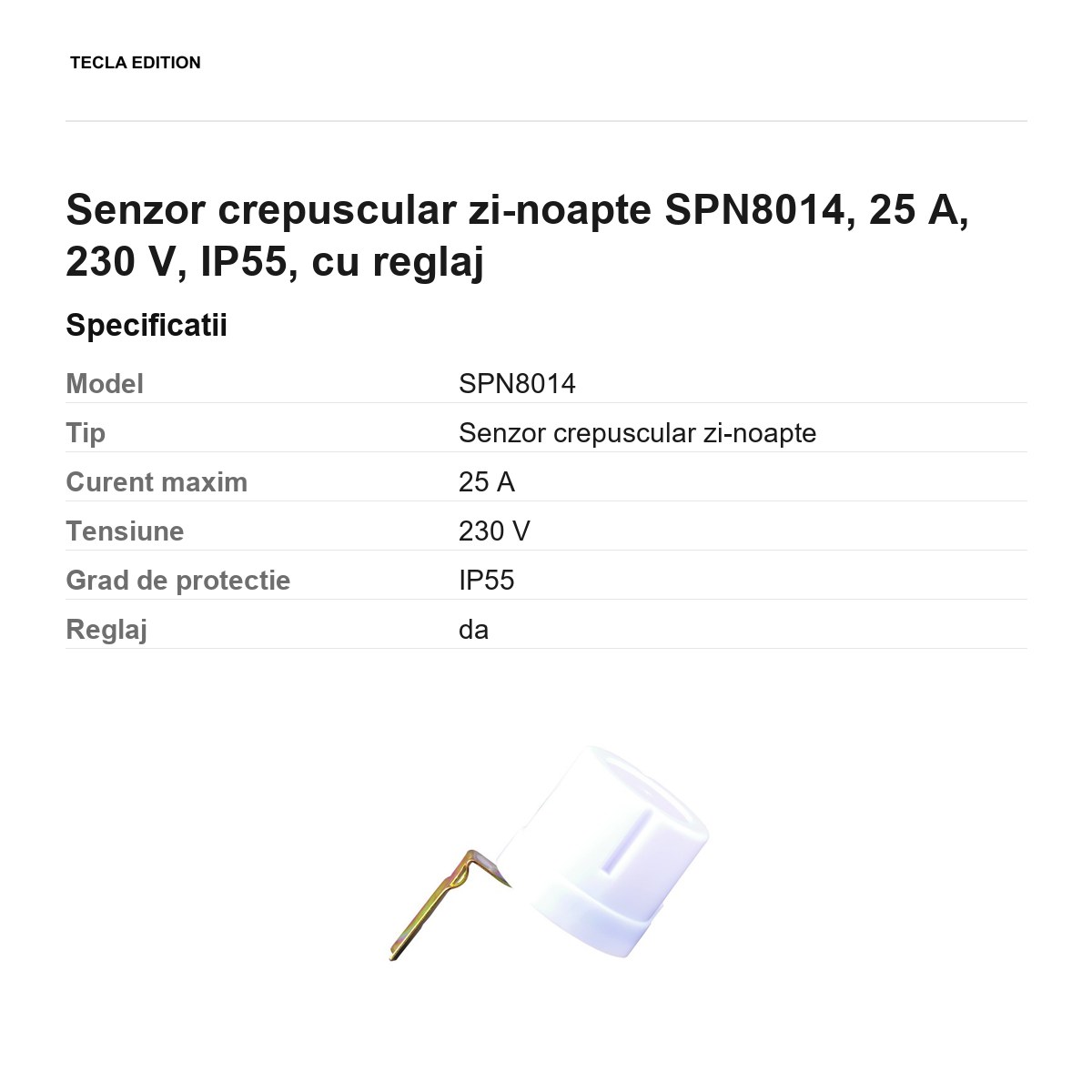 Senzor crepuscular zi-noapte SPN8014, 25 A, 230 V, IP55, cu reglaj [2]