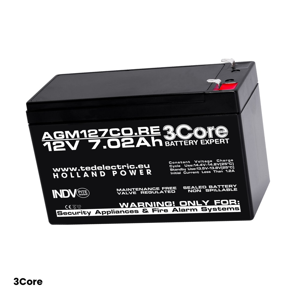 Energy - Acumulator AGM VRLA 3Core 12 V, 7,02 Ah, borne F1, 151 x 65 x 94 mm, pentru sisteme de securitate, cod 002617