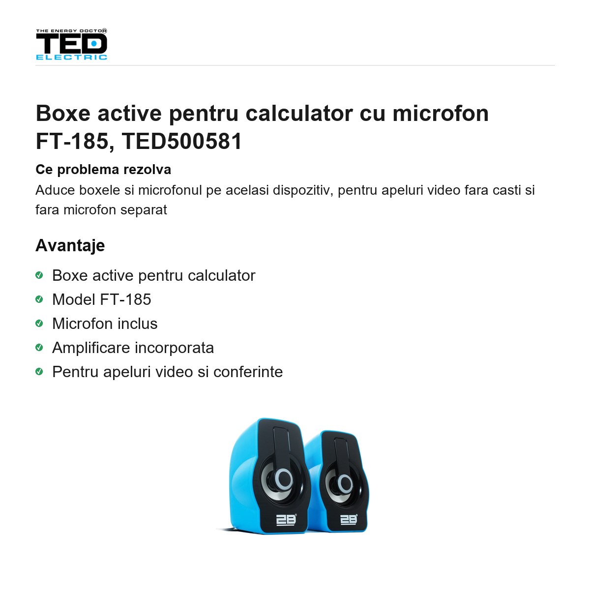 Boxe active pentru calculator cu microfon FT-185, TED500581 [1]