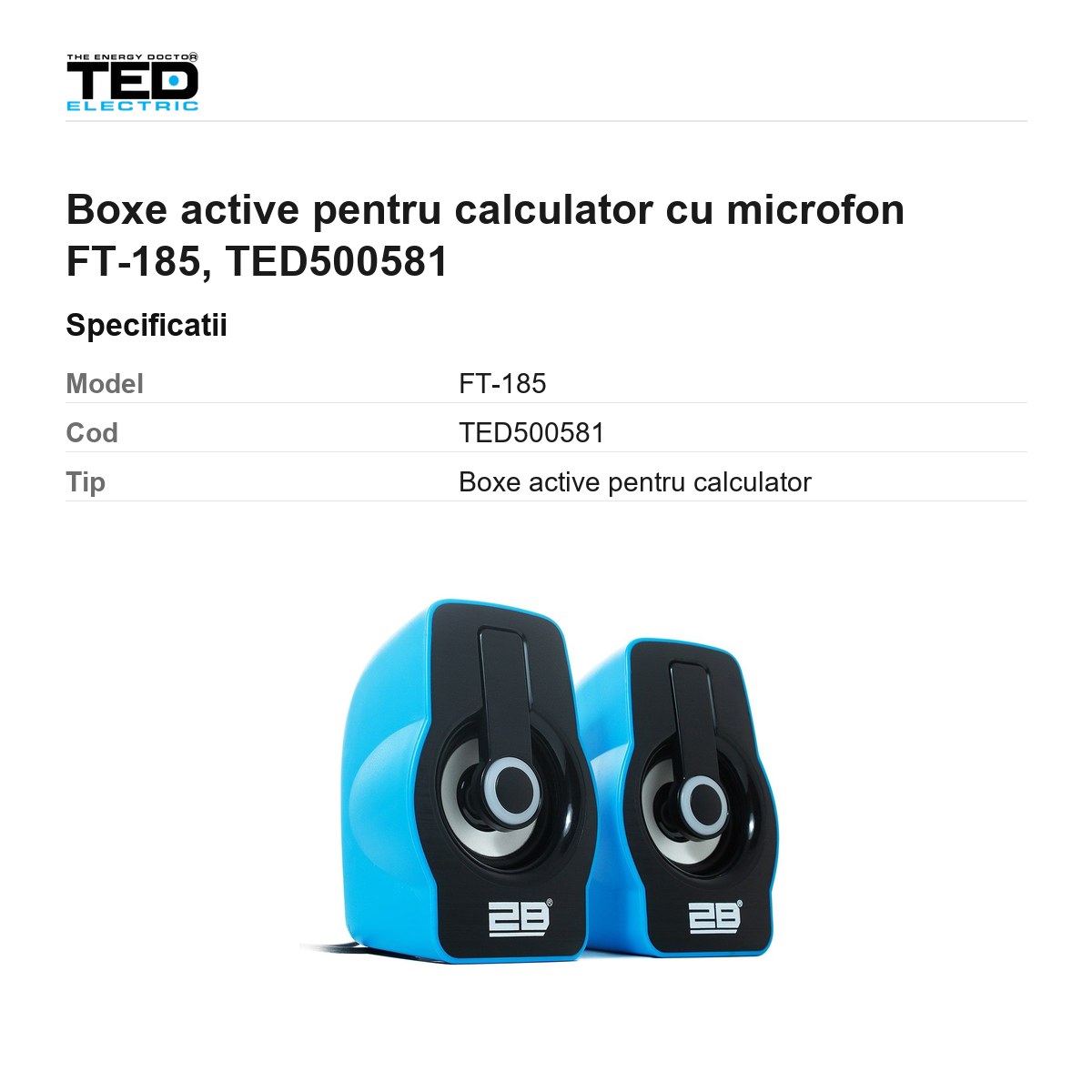Boxe active pentru calculator cu microfon FT-185, TED500581 [2]