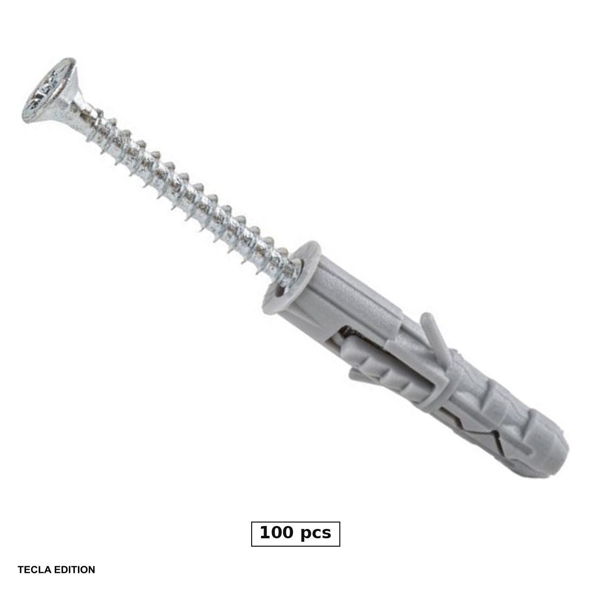 Dibluri - Set 100 dibluri cu surub cap inecat KRX, 8x100 mm, surub 4-5 mm, PZ2, tin surubul strans in perete, acolo unde surubul singur nu prinde