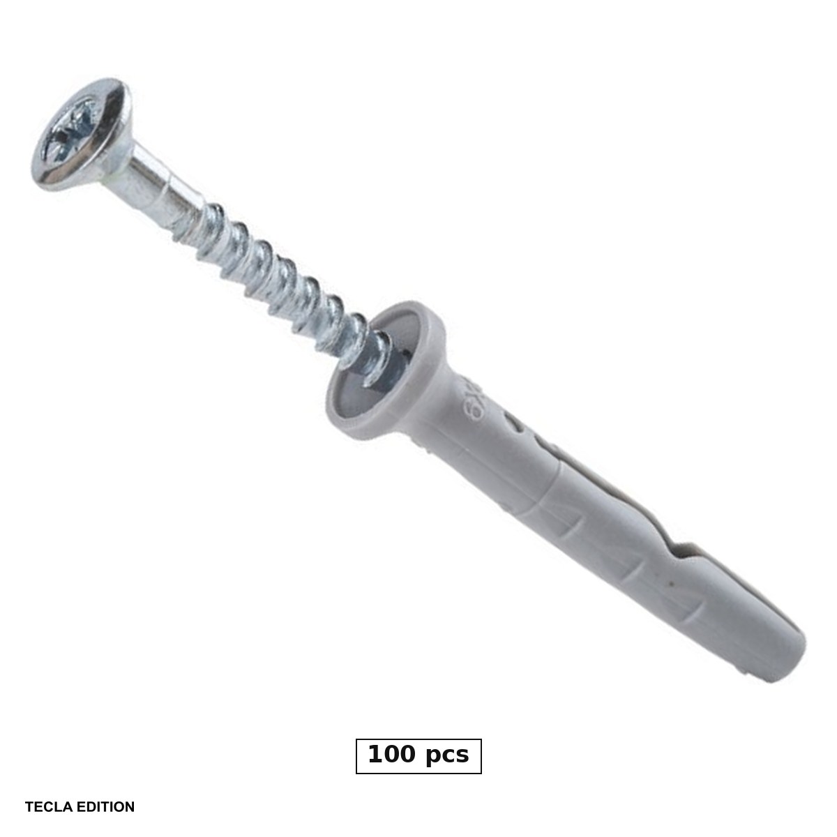 Dibluri - Set 100 dibluri cu surub pentru montaj prin batere, fara guler, 8x160 mm, tin plinta si profilele lipite de perete fara sa fie nevoie de diblu cu guler