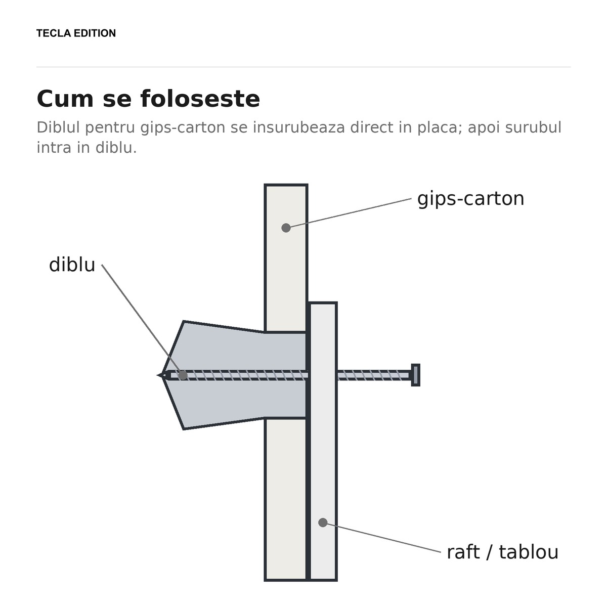 Set 200 dibluri din plastic pentru gips-carton tip T, GKK, prind surubul in placa de gips-carton, unde un surub singur nu tine [3]