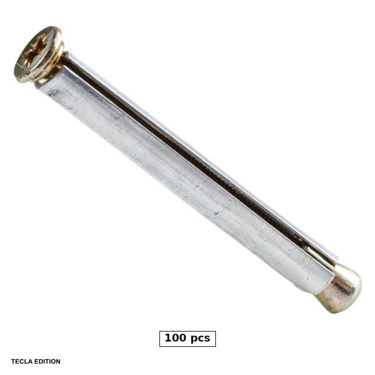 Ancore - Set 100 ancore pentru montajul usilor si ferestrelor, 10x72 mm, amprenta PZ3, zincate alb, tin usa sau fereastra montata pe beton