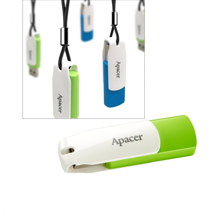 Memorie USB 2.0 Apacer 64Gb, AH335, rotativa, alb cu verde [3]